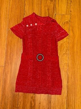 Red Y2K grunge sweater with sequins